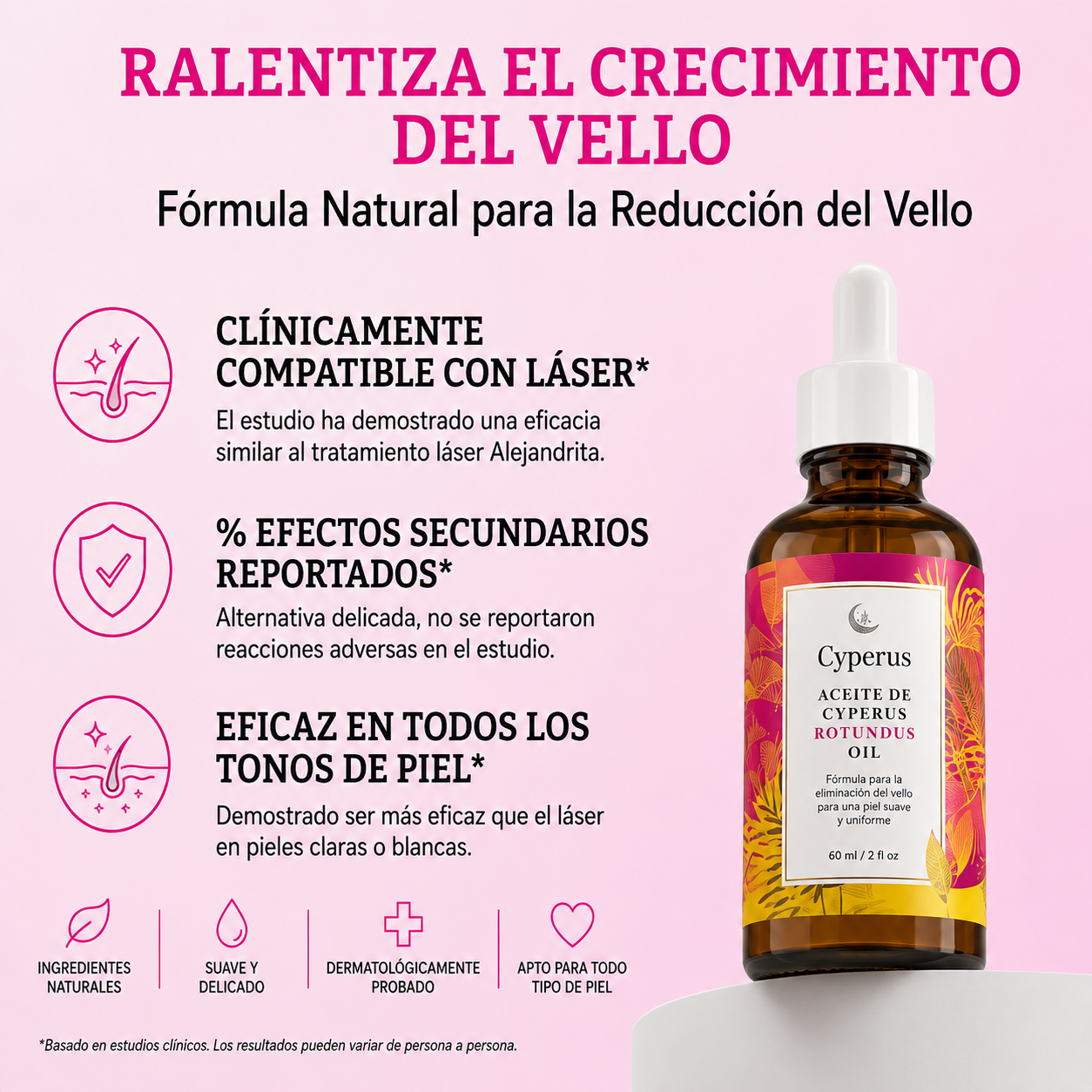 Aceite botánico anti-crecimiento | Alternativa natural a los láseres